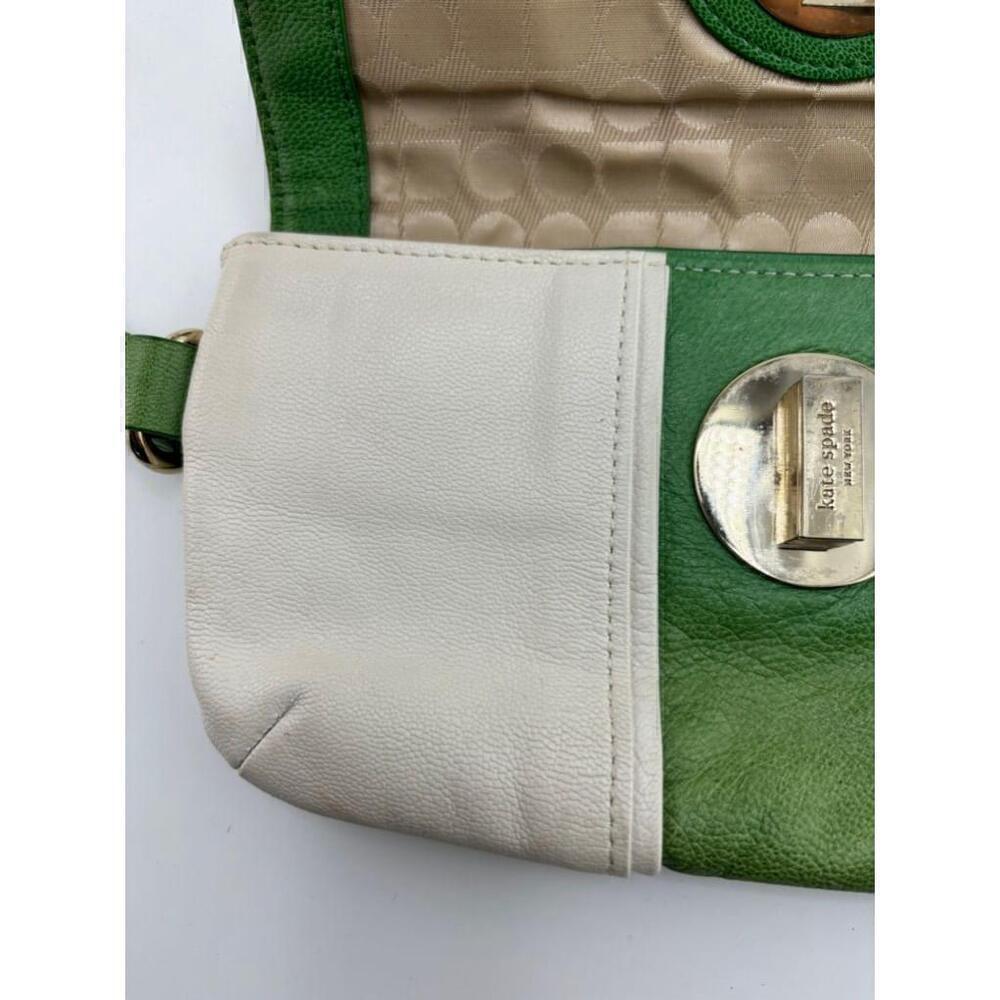 Women's Kate Spade Green and White Leather Clutch - Picture 11 of 15